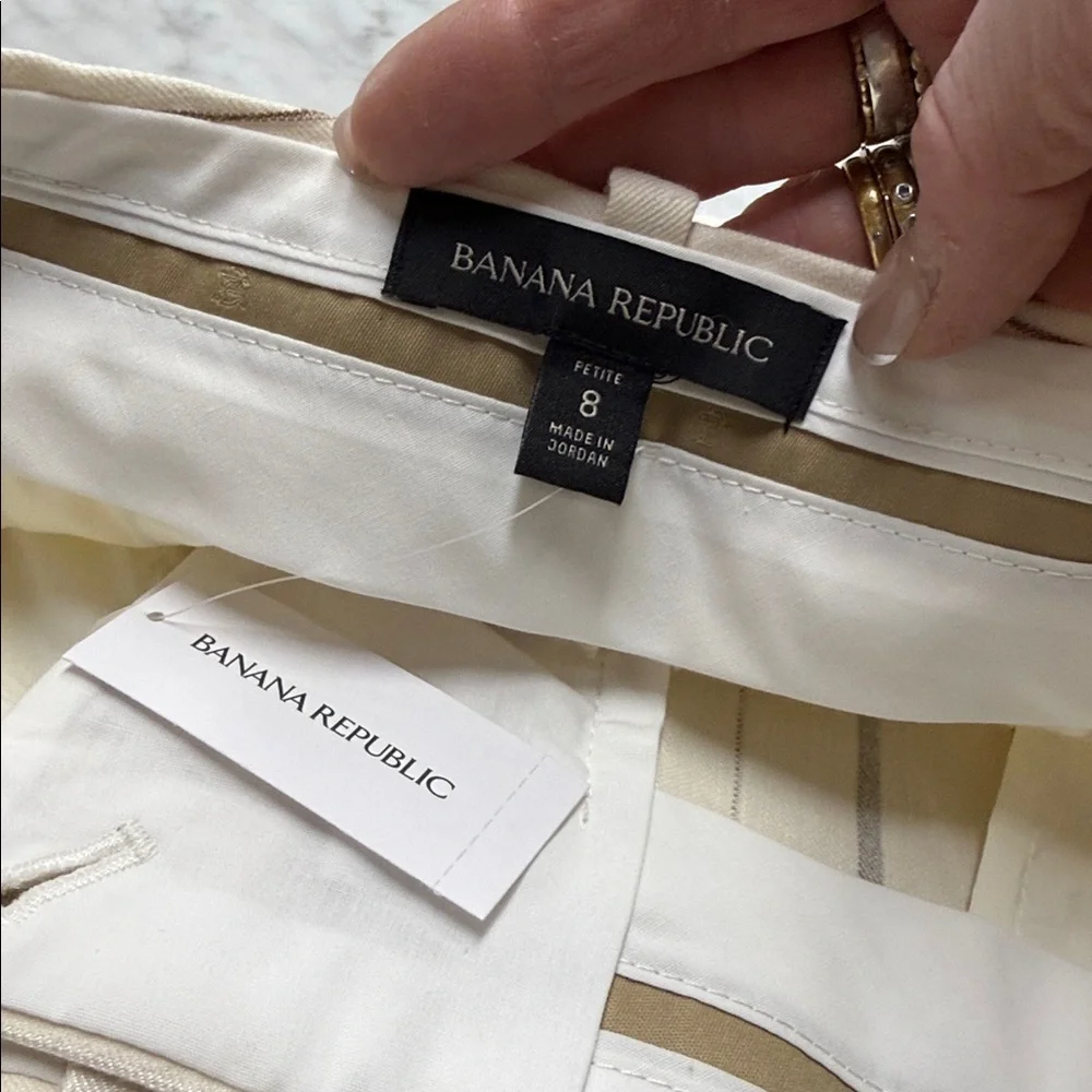 Banana Republic NWT Alva Linen Cotton Stripe Wide Leg High Rise Trouser US8/P